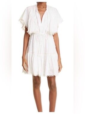 Farm Rio Anthropologie Off White 3D Flower Mini Dress size S EUC